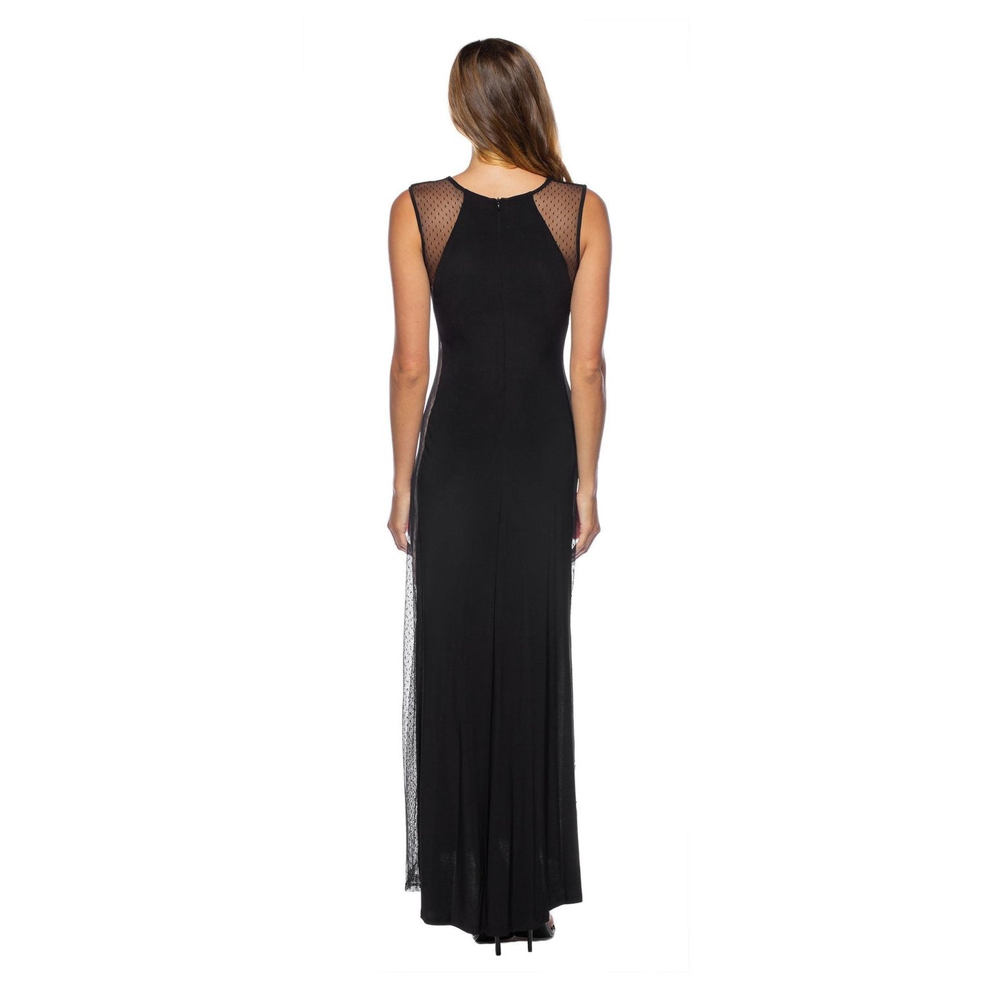 Marina  Long Sleeveless Side Panel Dress