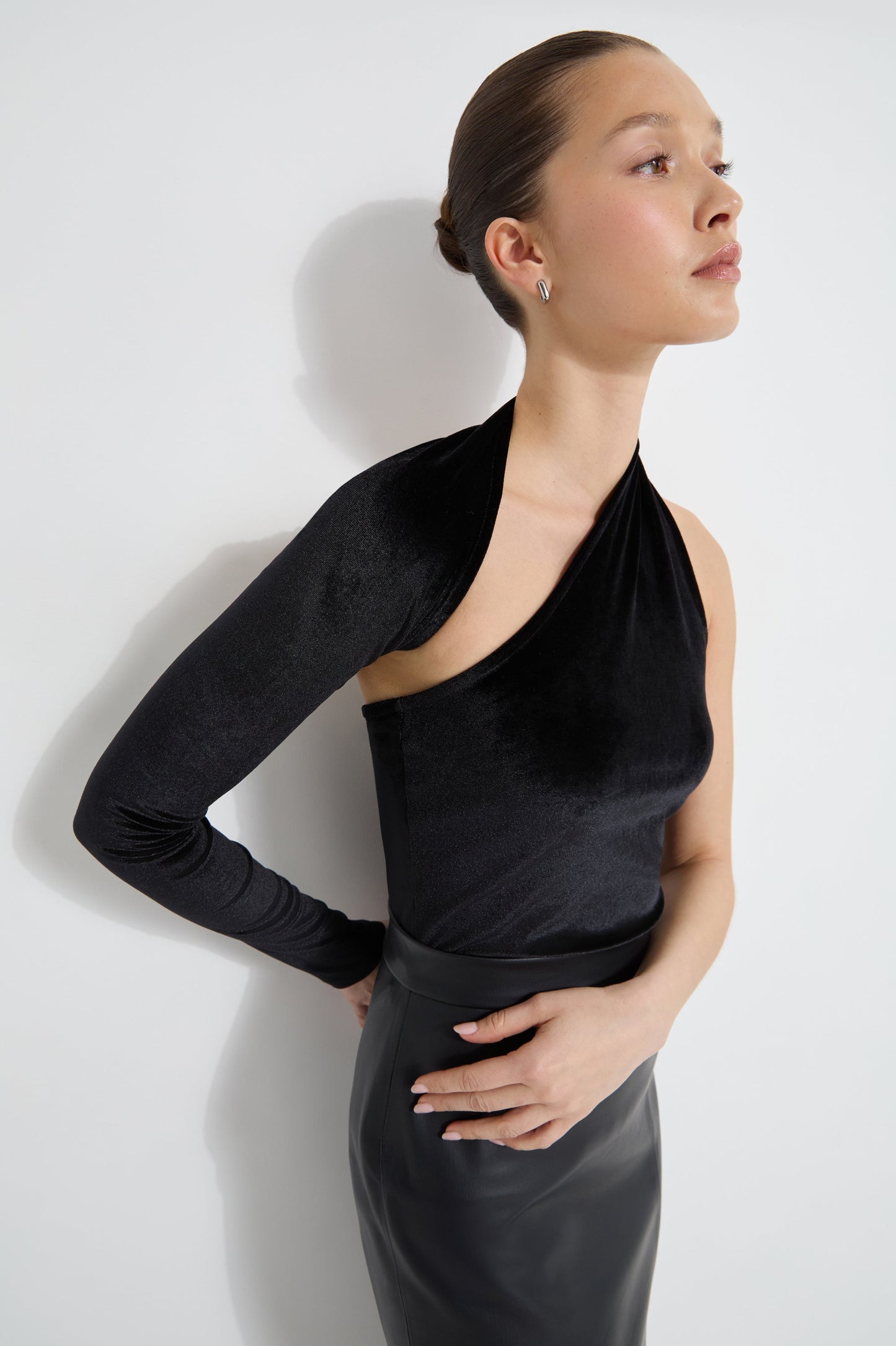 Manhattan Velvet One Shoulder Top
