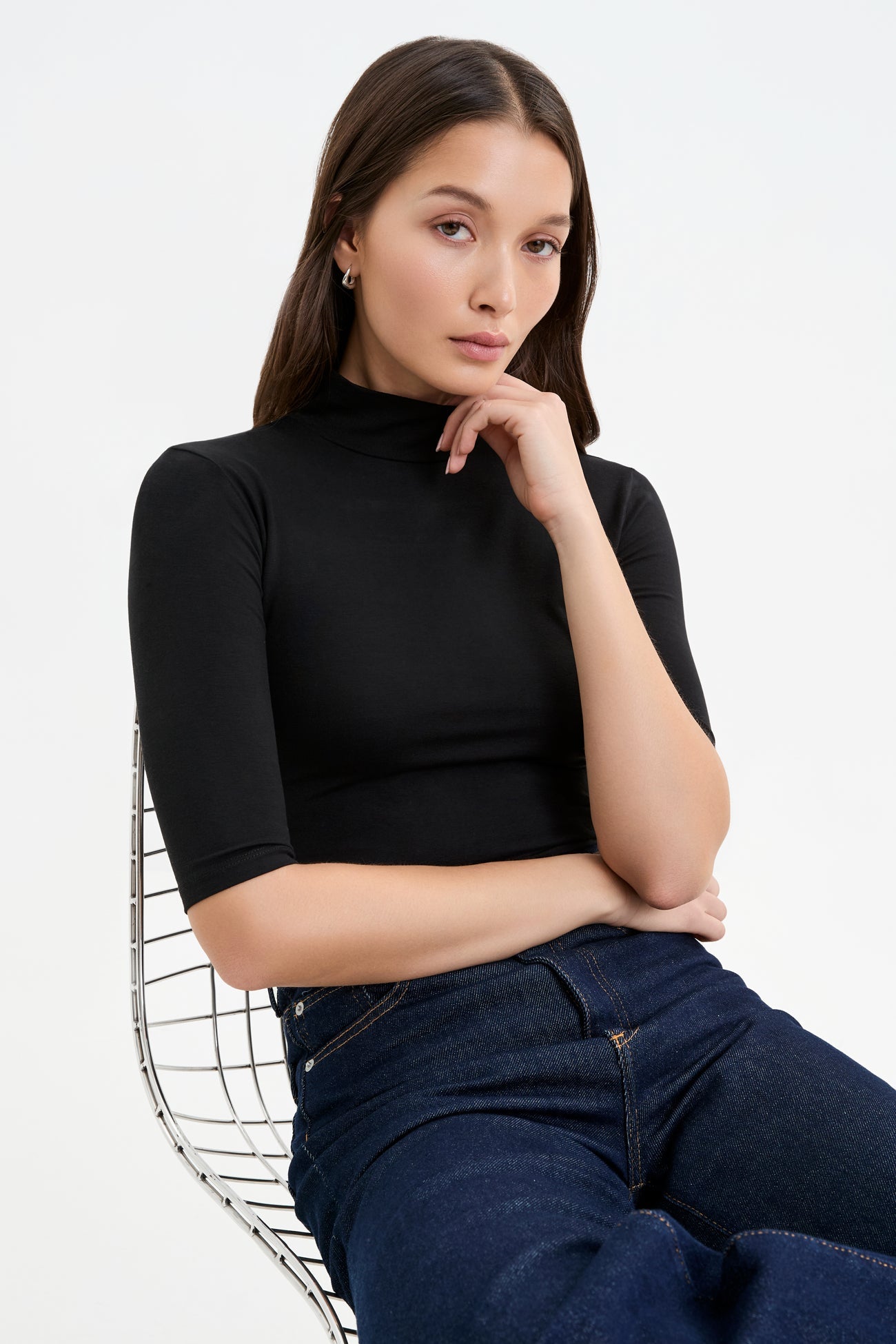 Ana Mock Neck Top